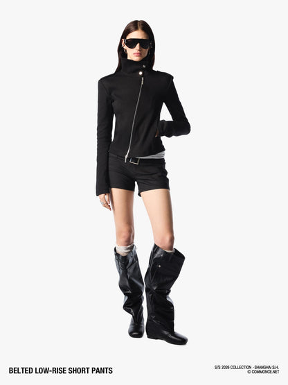 commonce net Black Metal Wide Belt Straight Leg Women&