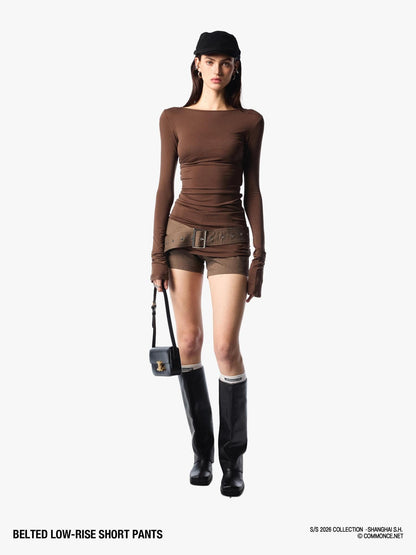 commonce net Black Metal Wide Belt Straight Leg Women&