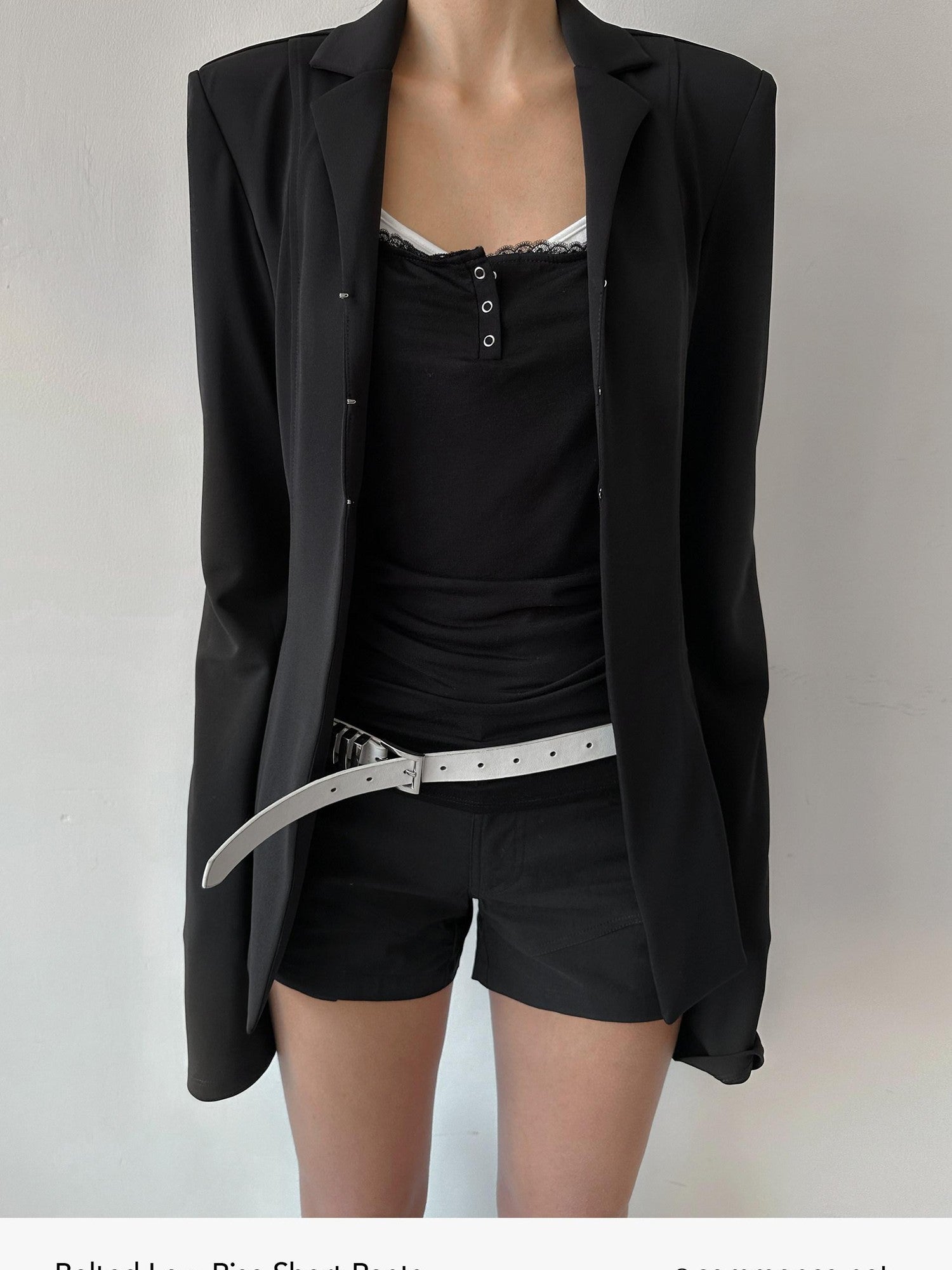 commonce net Black Metal Wide Belt Straight Leg Women&