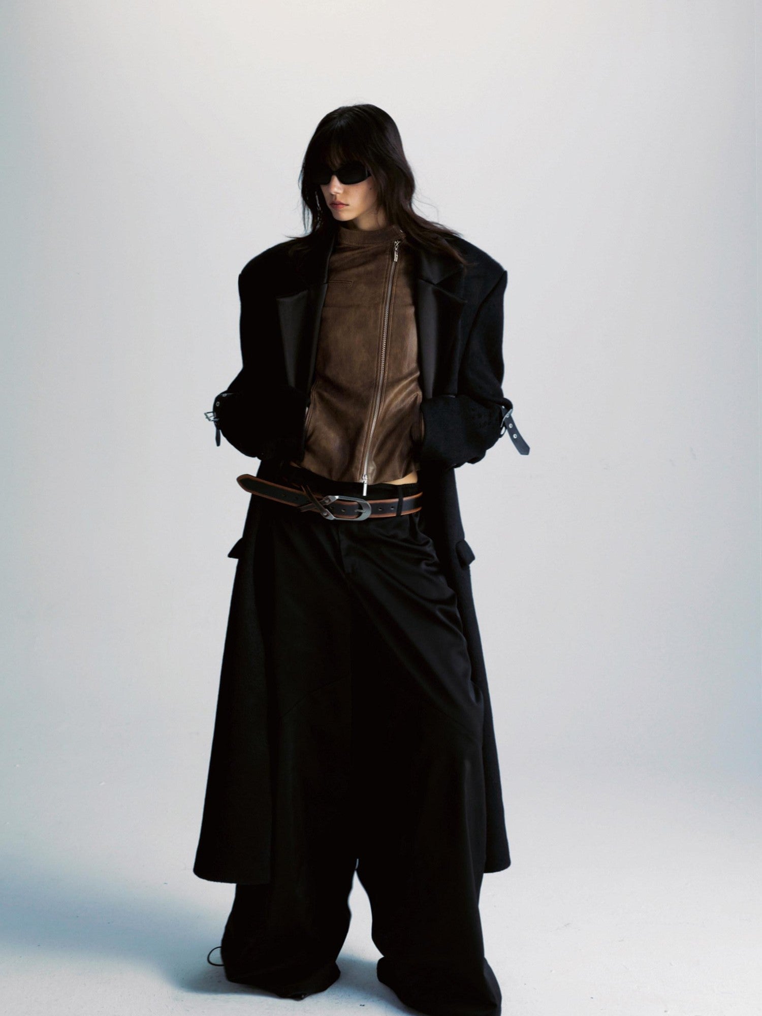 commonce net Black Patchwork Notch Lapel Women&
