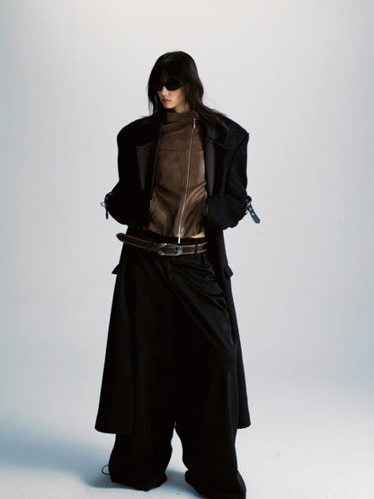 commonce net Black Patchwork Notch Lapel Women&