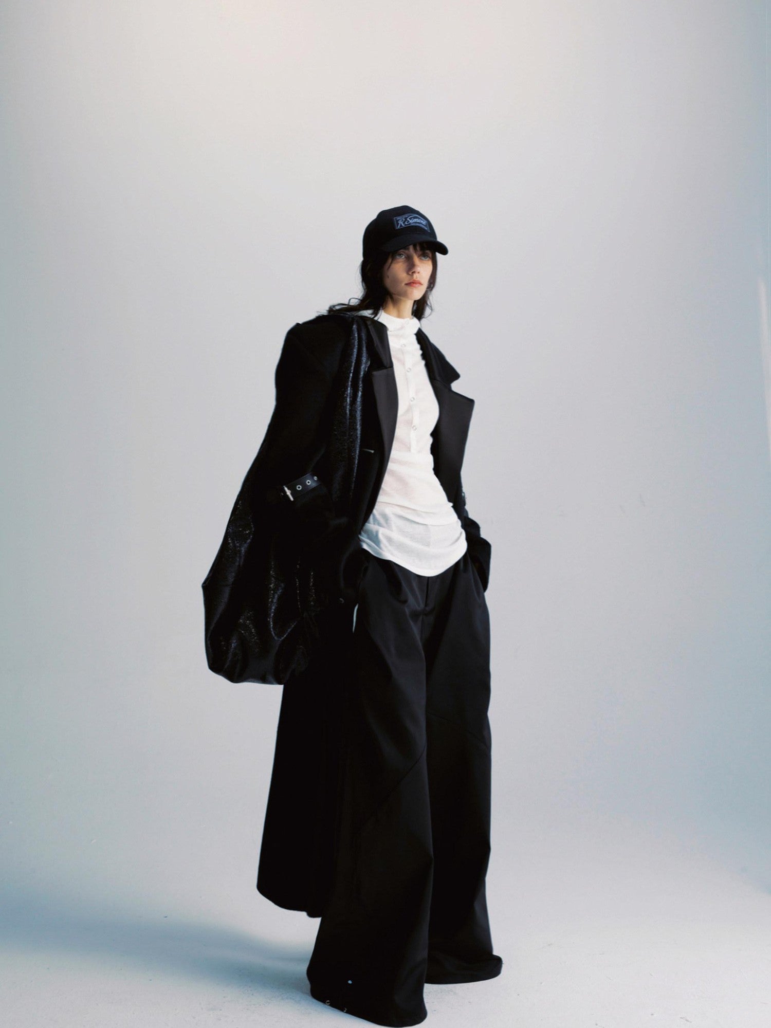 commonce net Black Patchwork Notch Lapel Women&