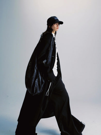 commonce net Black Patchwork Notch Lapel Women&