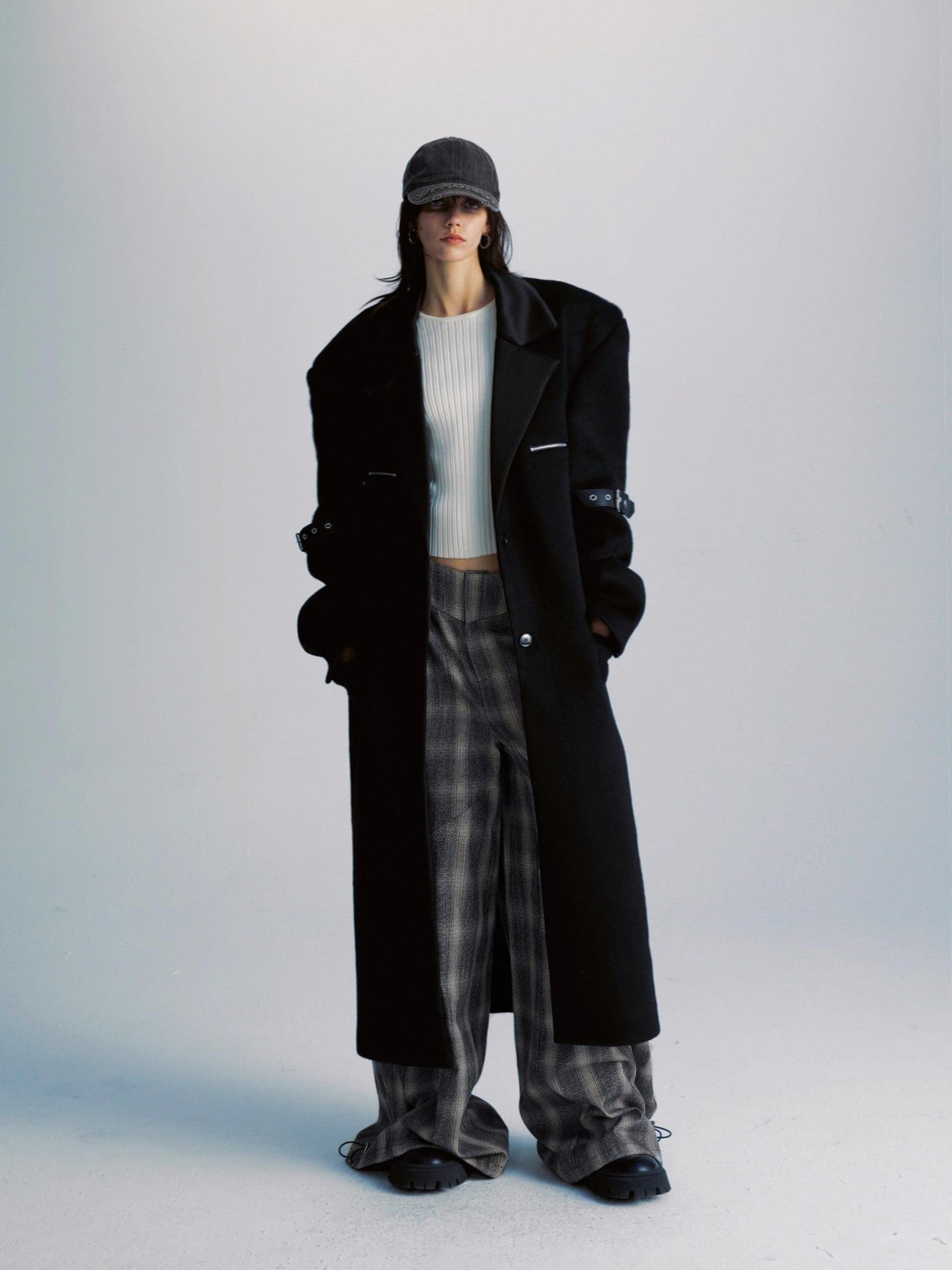 commonce net Black Patchwork Notch Lapel Women&