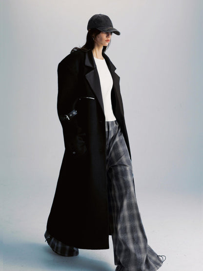 commonce net Black Patchwork Notch Lapel Women&