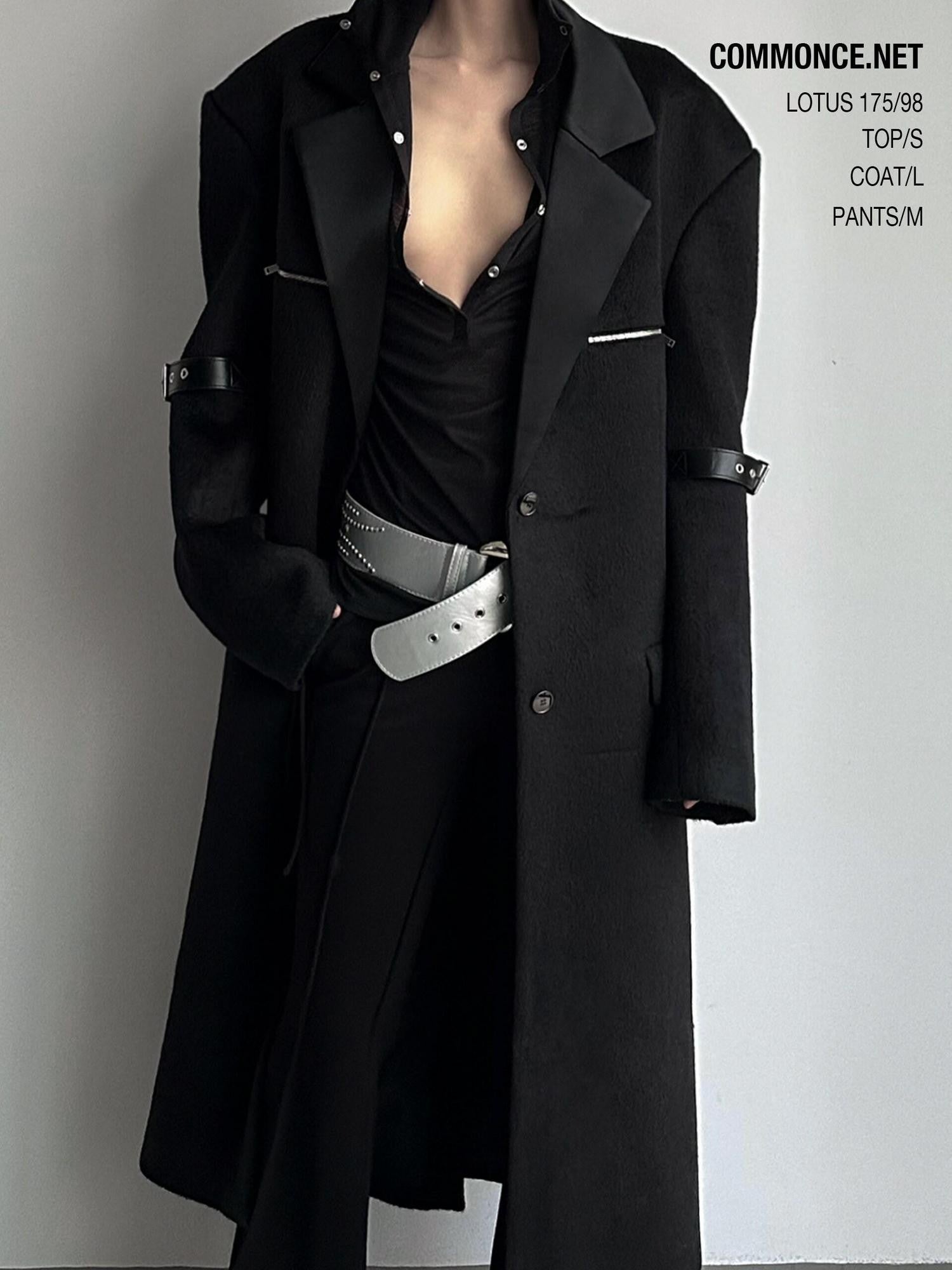 commonce net Black Patchwork Notch Lapel Women&