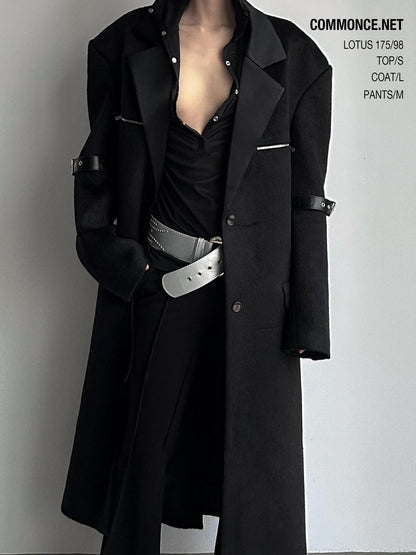 commonce net Black Patchwork Notch Lapel Women&