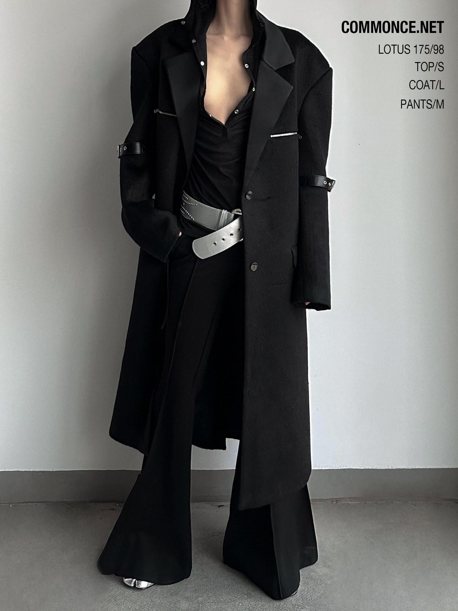commonce net Black Patchwork Notch Lapel Women&