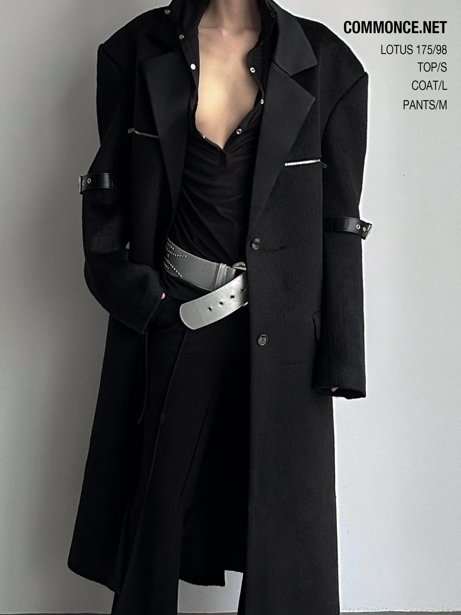 commonce net Black Patchwork Notch Lapel Women&