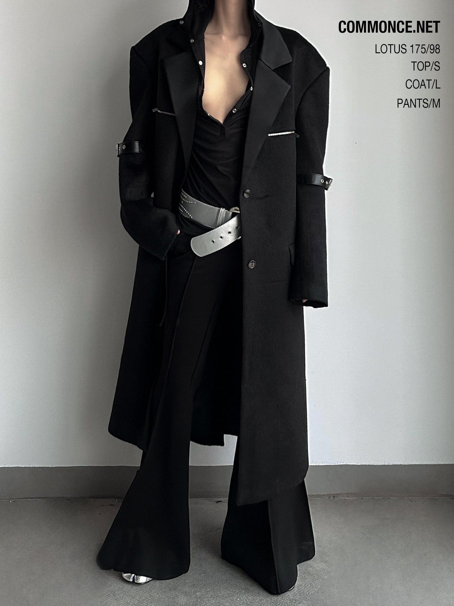 commonce net Black Patchwork Notch Lapel Women&