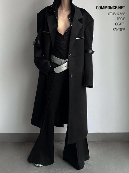 commonce net Black Patchwork Notch Lapel Women&