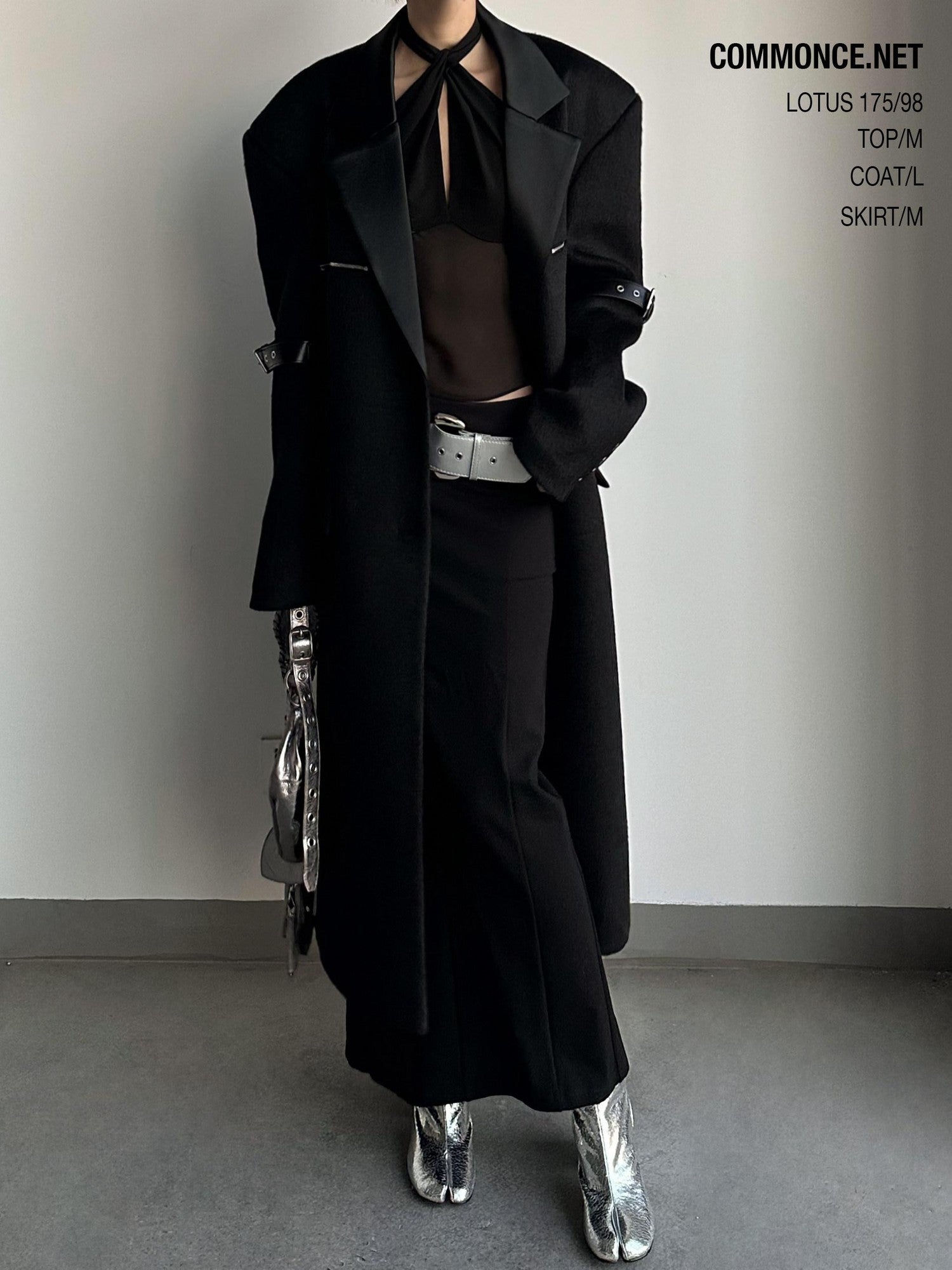 commonce net Black Patchwork Notch Lapel Women&