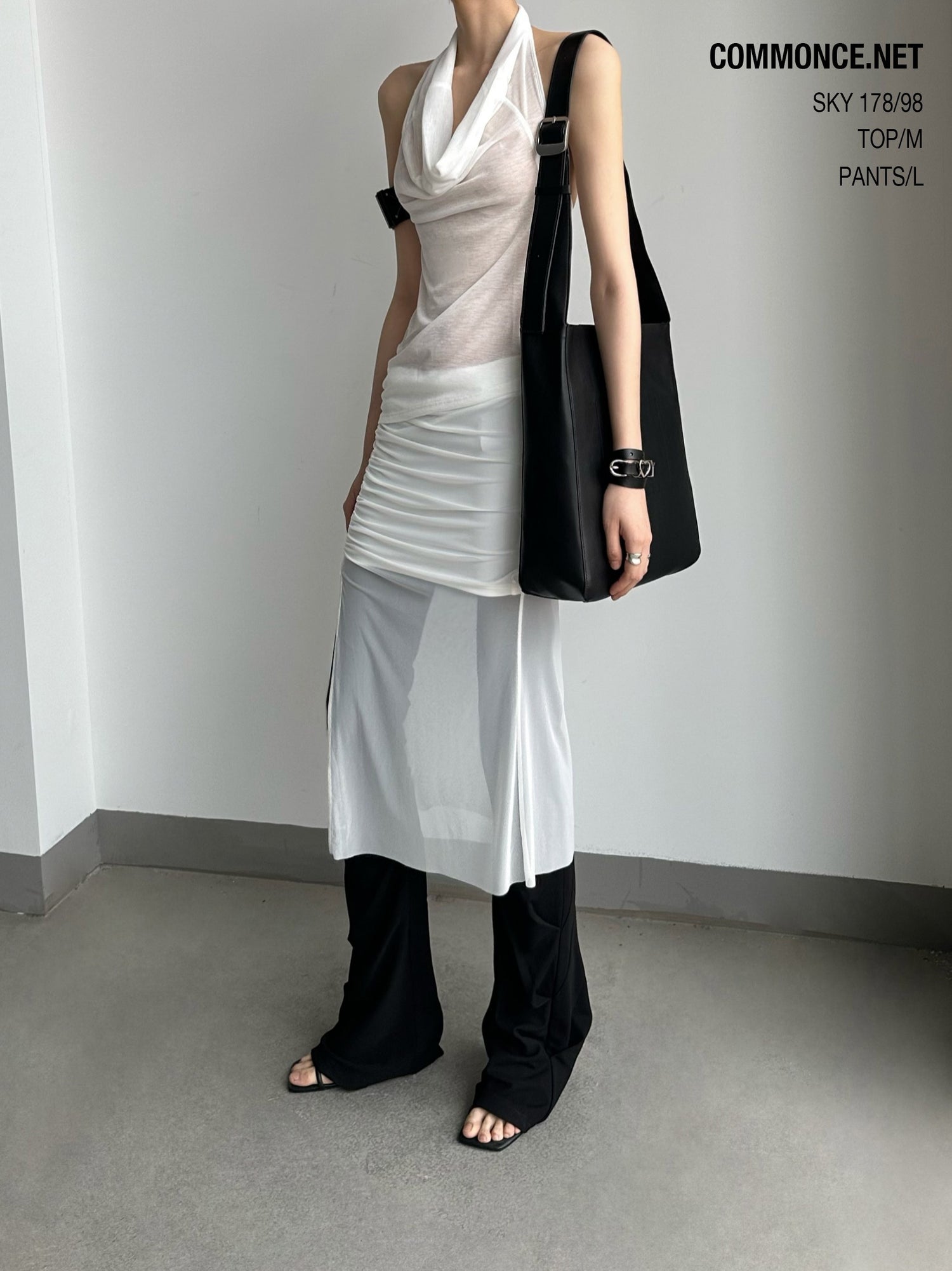 commonce_net_Black_Pleated_Patchwork_Micro_Flare_Women&