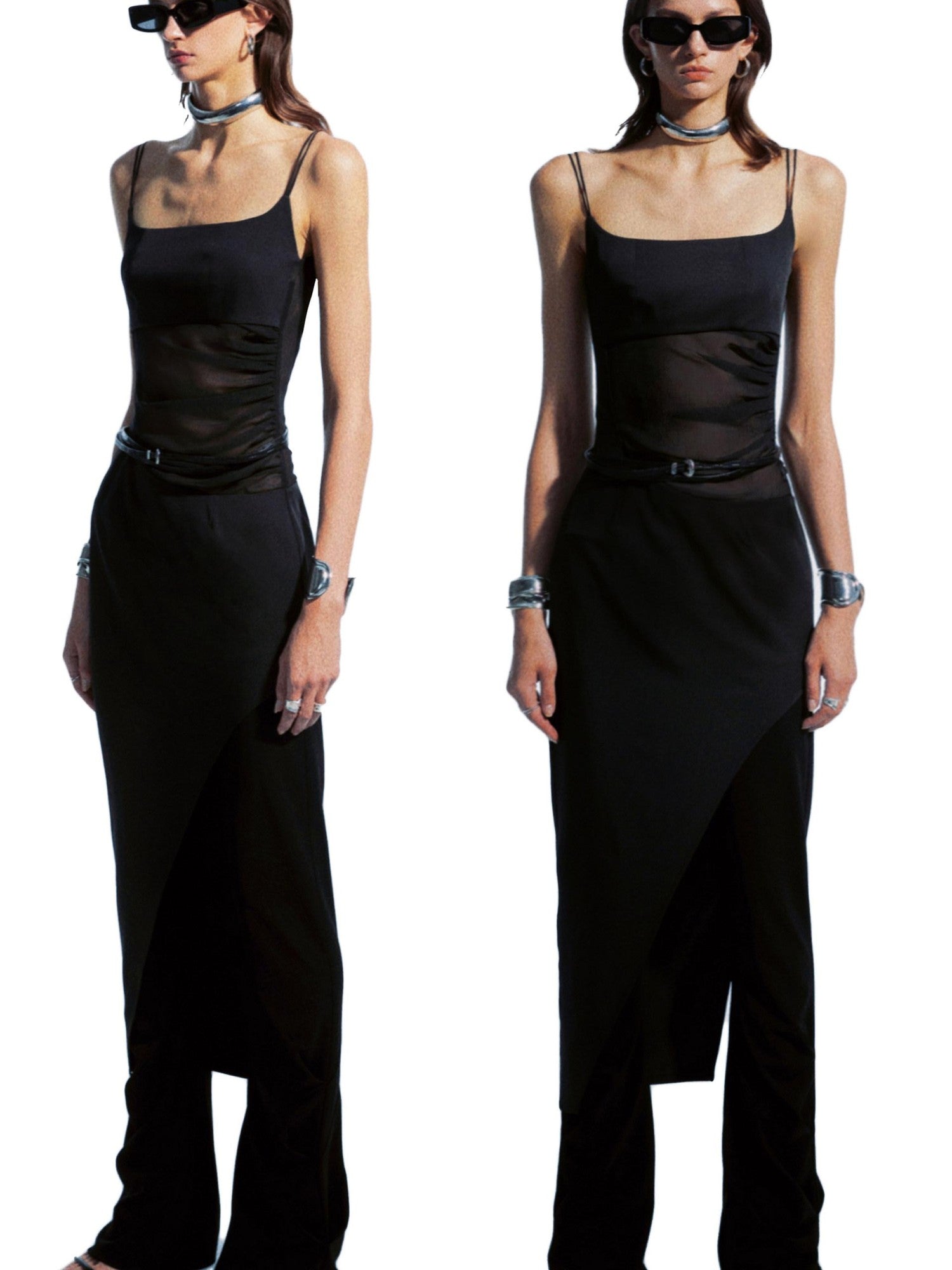 commonce net Black Pleated Patchwork Micro Flare Women&