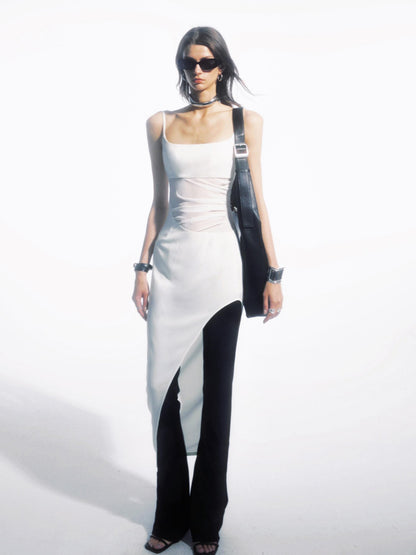 commonce net Black Pleated Patchwork Micro Flare Women&