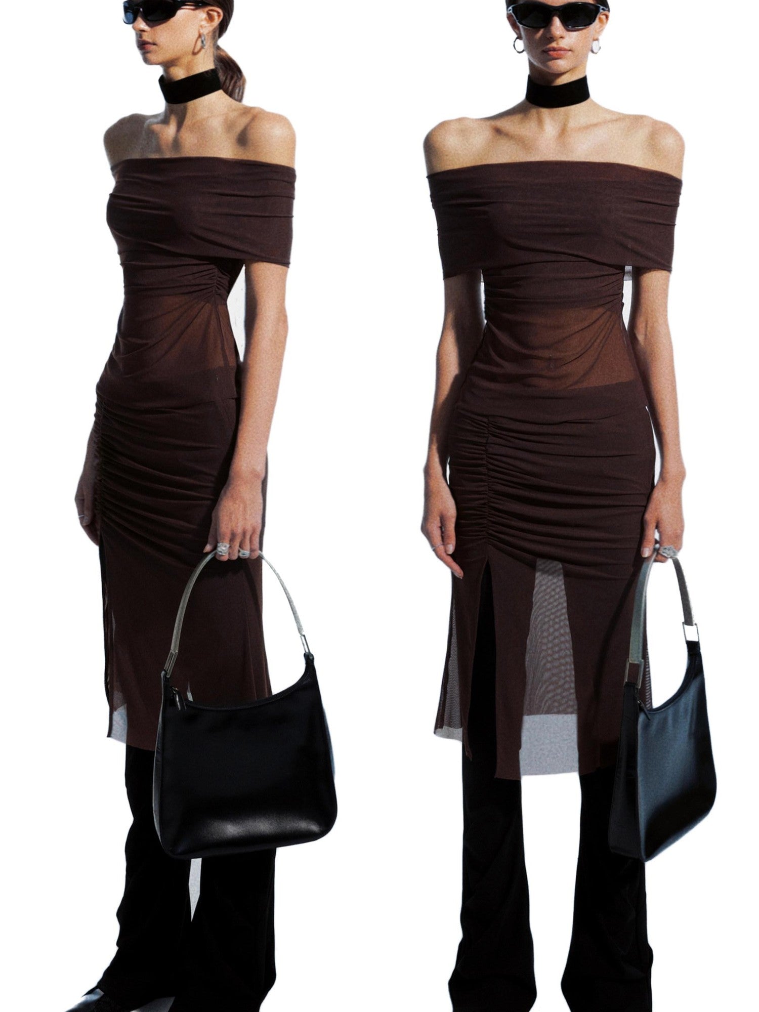 commonce net Black Pleated Patchwork Micro Flare Women&