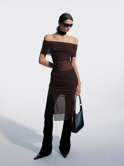 commonce net Black Pleated Patchwork Micro Flare Women&