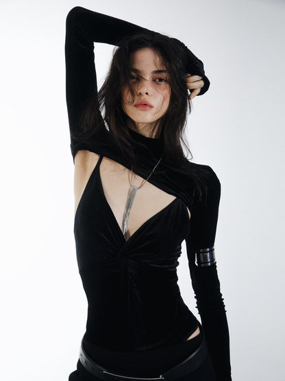 commonce net Black Velvet Knotted Straight Tube Women&