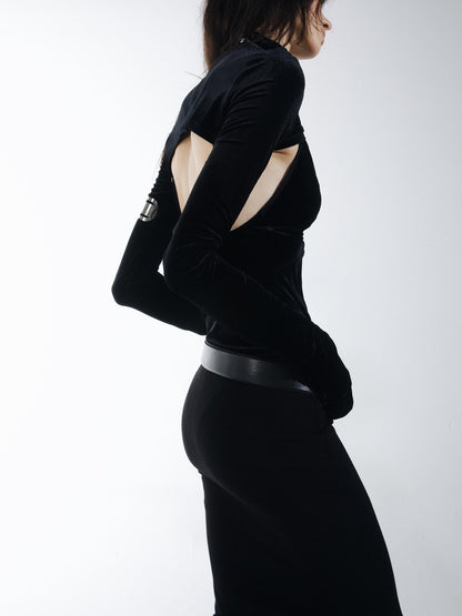 commonce net Black Velvet Knotted Straight Tube Women&