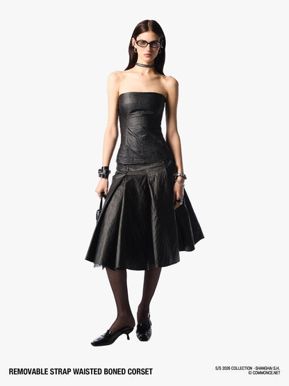 commonce net Boned Waist Cinching Zipper Removable Straps Women&