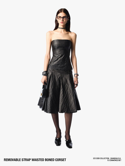 commonce net Boned Waist Cinching Zipper Removable Straps Women&