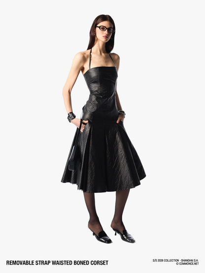 commonce net Boned Waist Cinching Zipper Removable Straps Women&