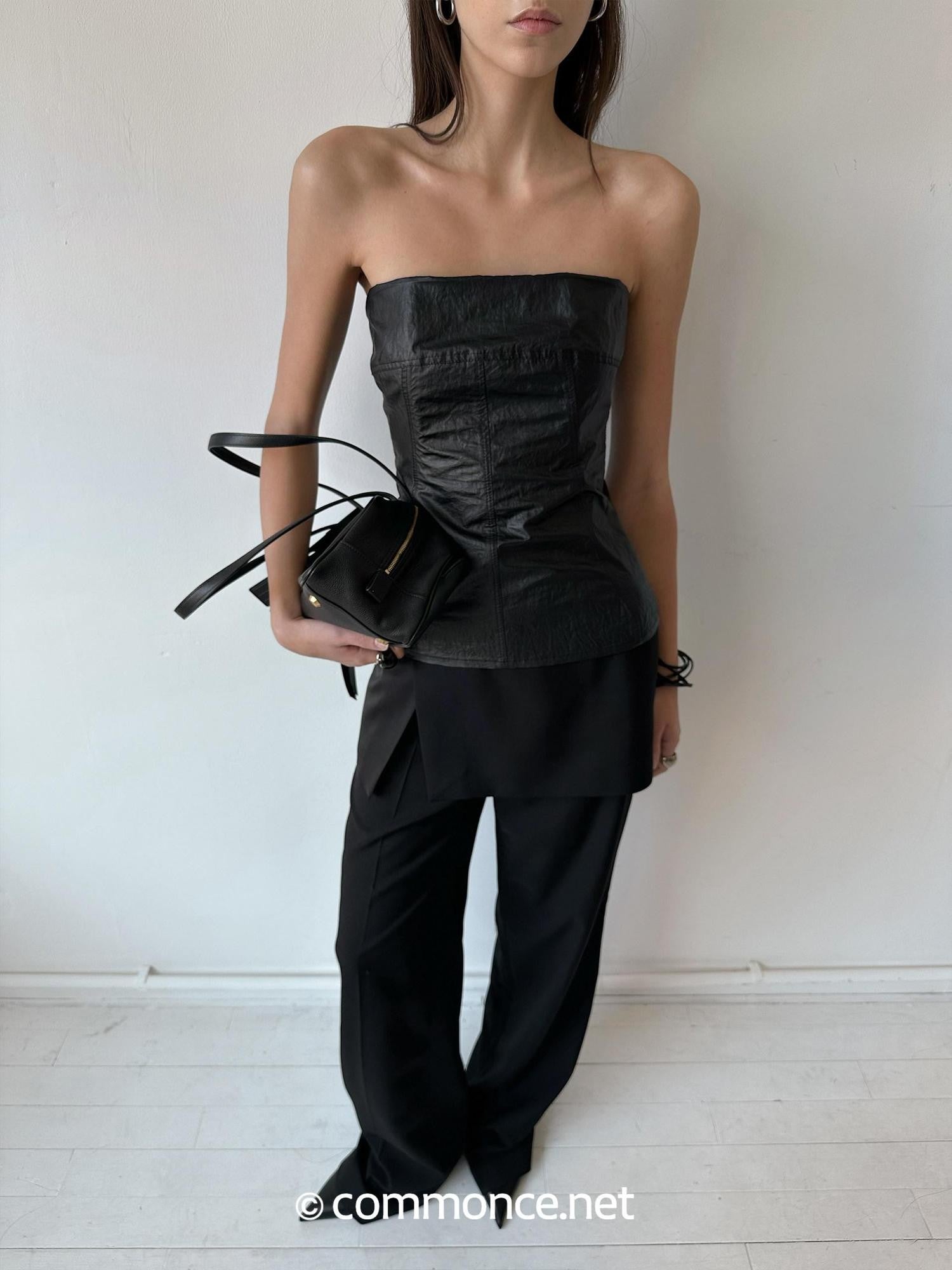 commonce net Boned Waist Cinching Zipper Removable Straps Women&