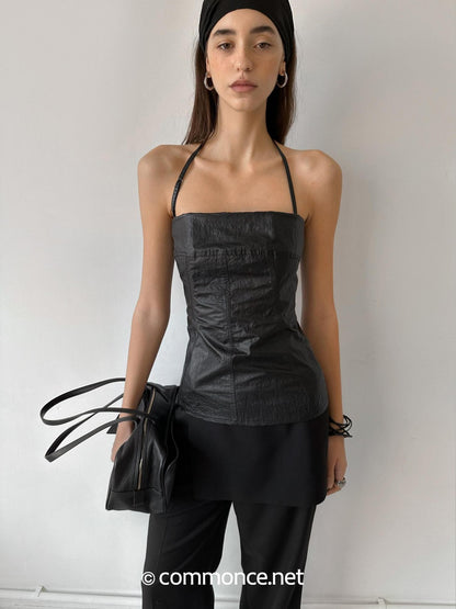 commonce net Boned Waist Cinching Zipper Removable Straps Women&