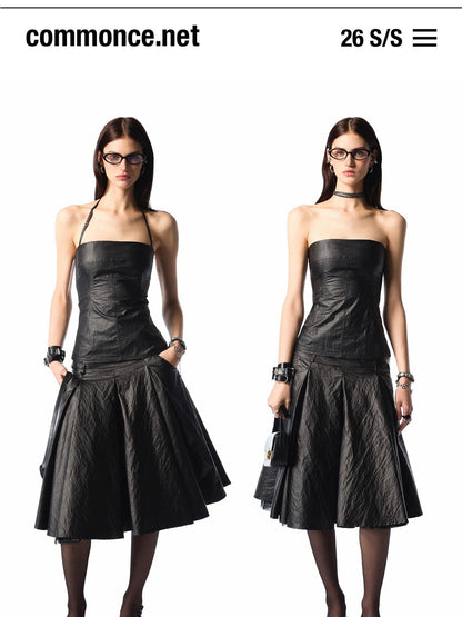 commonce net Boned Waist Cinching Zipper Removable Straps Women&