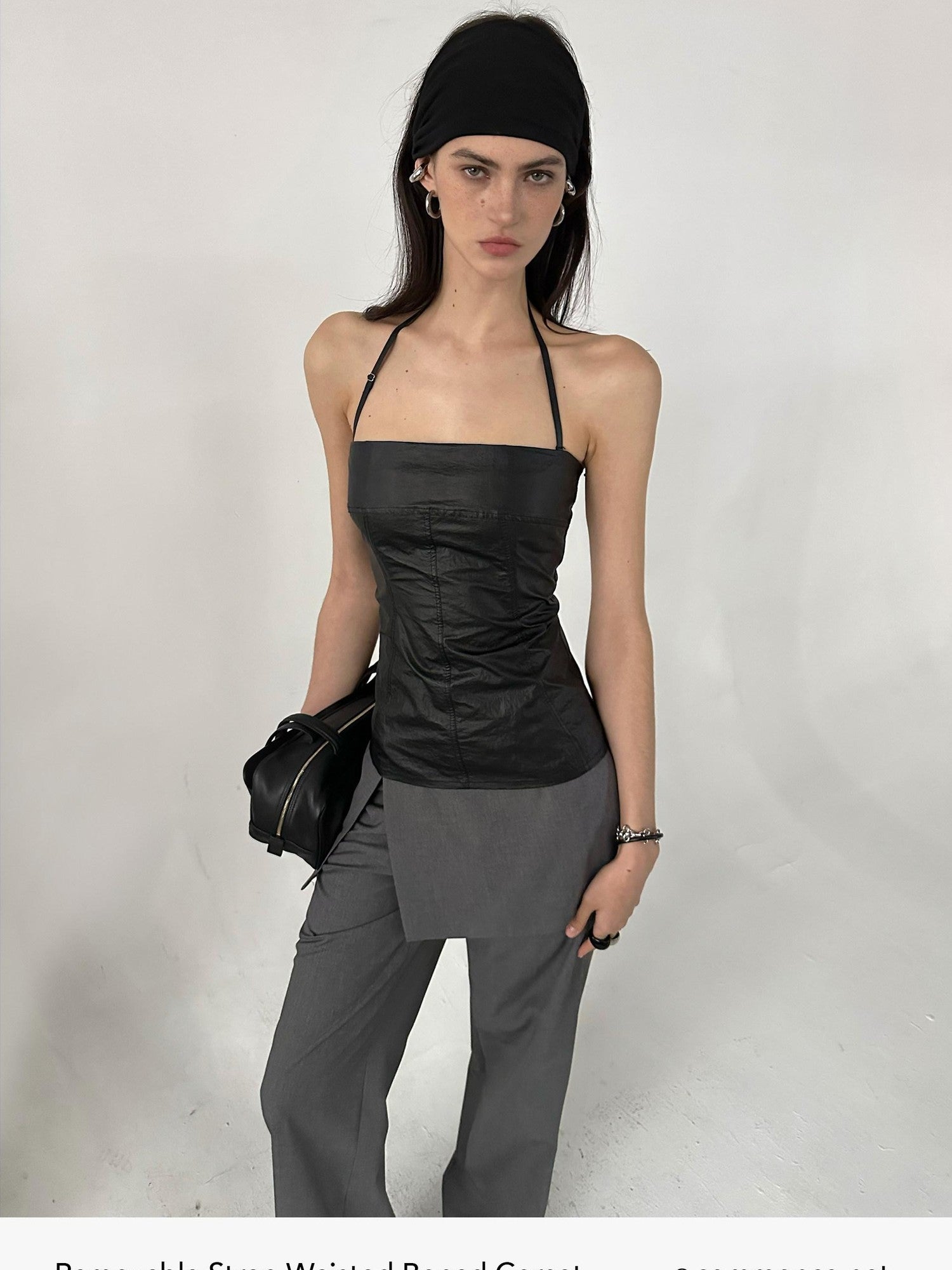 commonce net Boned Waist Cinching Zipper Removable Straps Women&