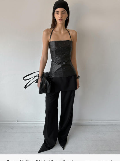 commonce net Boned Waist Cinching Zipper Removable Straps Women&