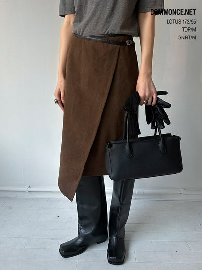commonce_net_Brown_Distressed_Asymmetric_One_Piece_Mid_Waist_Belted_Women&