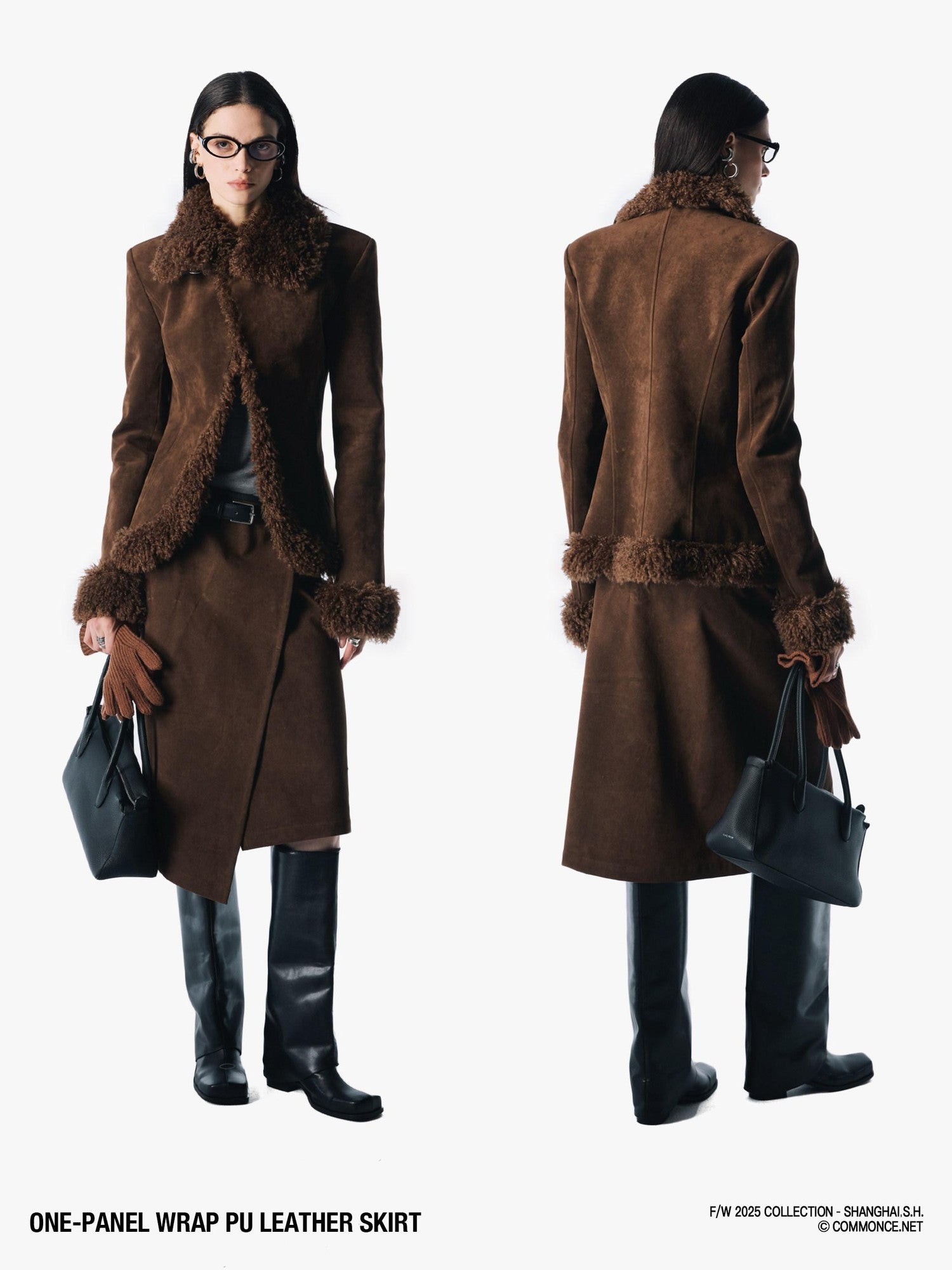 commonce net Brown Distressed Asymmetric One Piece Mid Waist Belted Women&