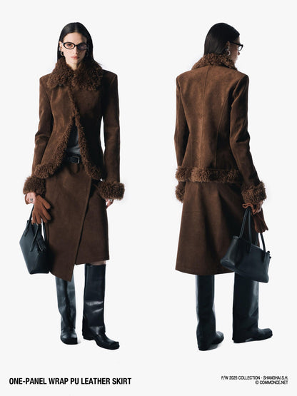commonce net Brown Distressed Asymmetric One Piece Mid Waist Belted Women&