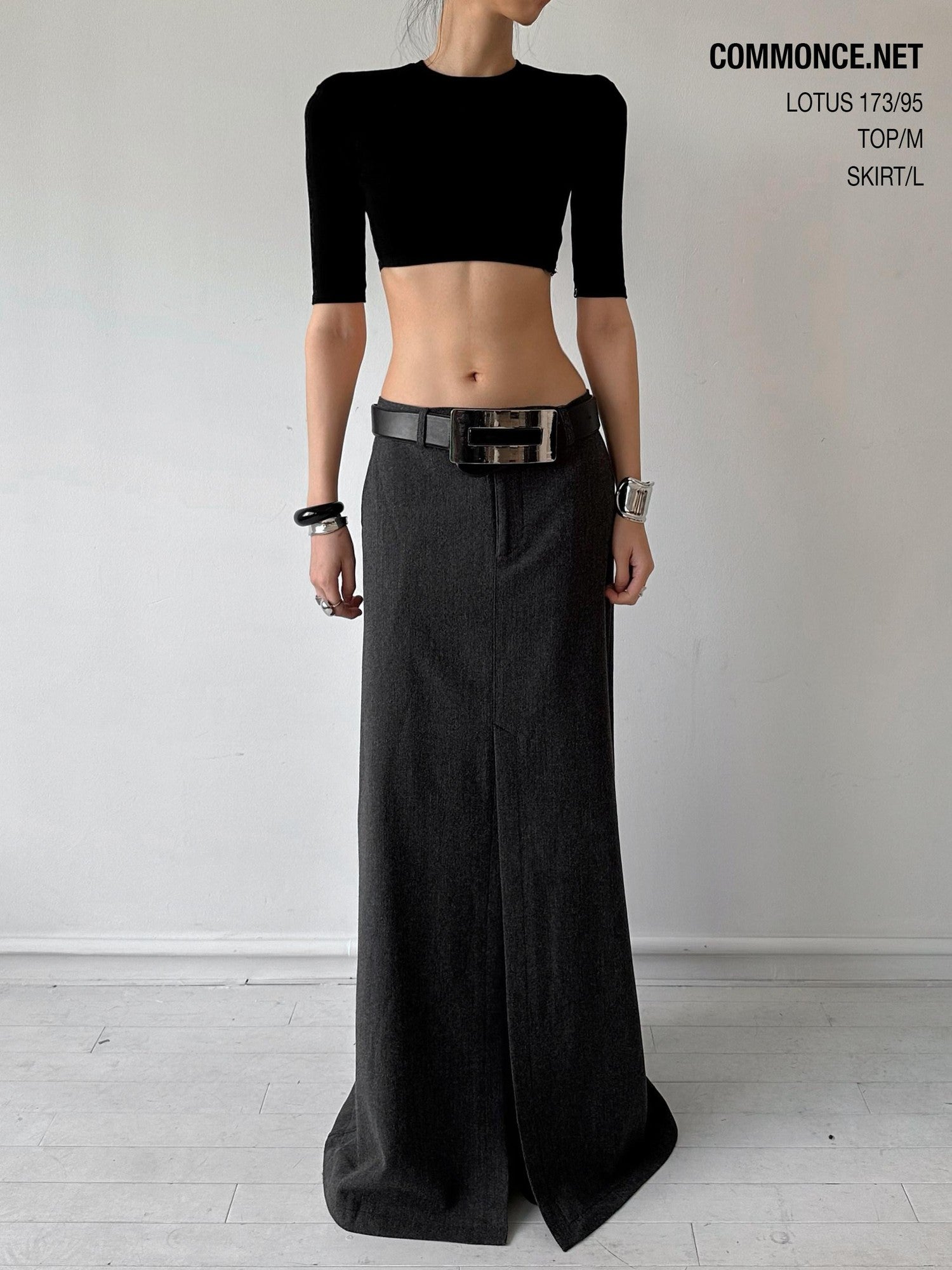 commonce net Brushed A Line Slit Adjustable Waist Women&
