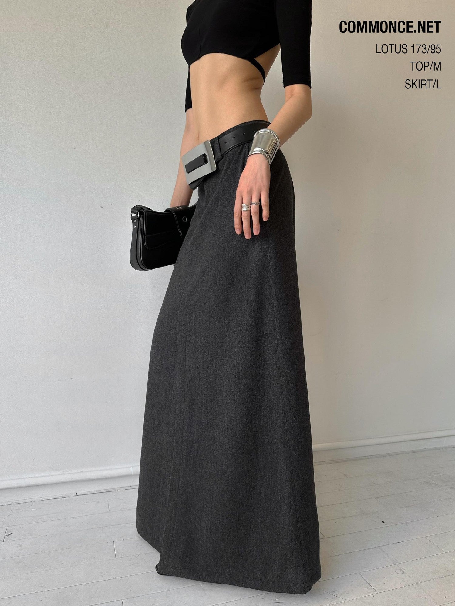 commonce net Brushed A Line Slit Adjustable Waist Women&