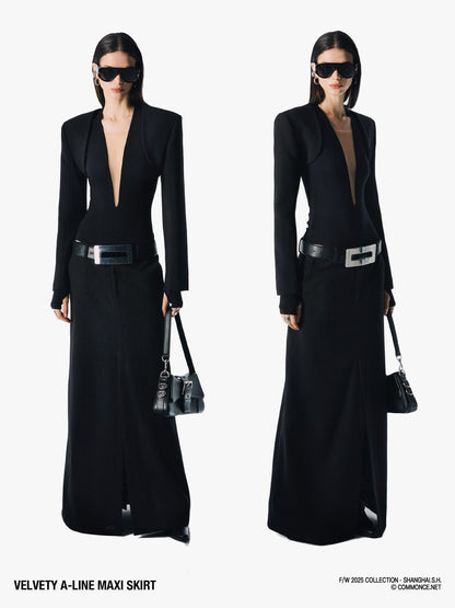 commonce net Brushed A Line Slit Adjustable Waist Women&