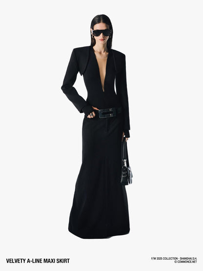 commonce net Brushed A Line Slit Adjustable Waist Women&