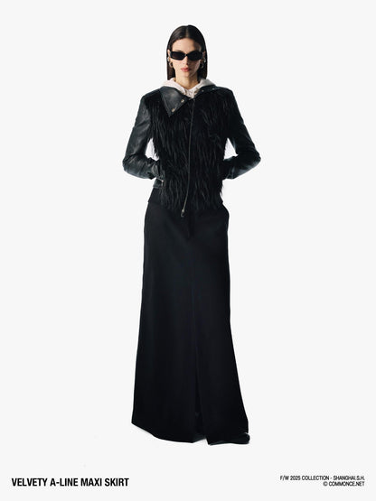 commonce net Brushed A Line Slit Adjustable Waist Women&