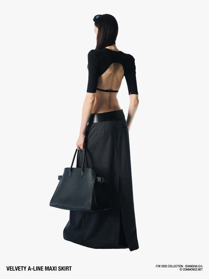 commonce net Brushed A Line Slit Adjustable Waist Women&