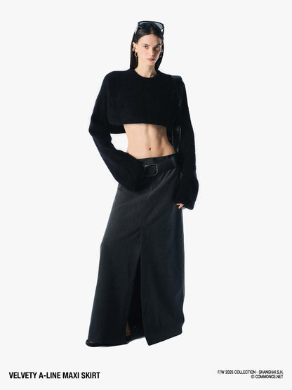 commonce net Brushed A Line Slit Adjustable Waist Women&