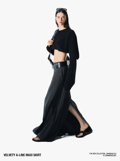 commonce net Brushed A Line Slit Adjustable Waist Women&