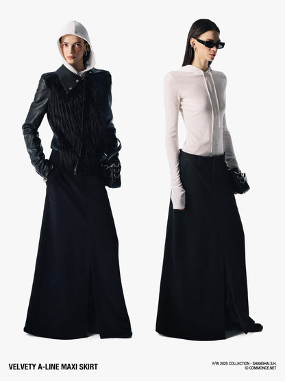 commonce net Brushed A Line Slit Adjustable Waist Women&