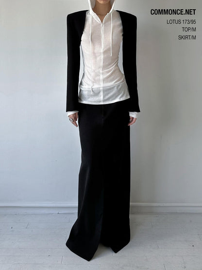 commonce net Brushed A Line Slit Adjustable Waist Women&