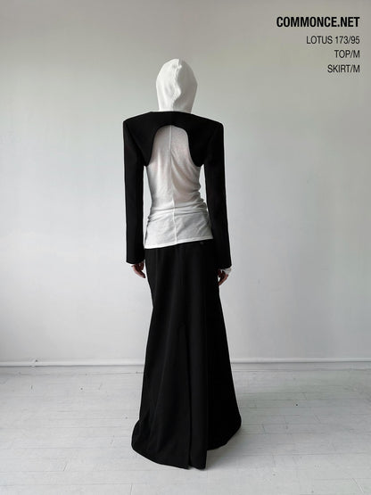 commonce net Brushed A Line Slit Adjustable Waist Women&