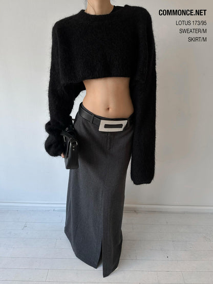commonce net Brushed A Line Slit Adjustable Waist Women&
