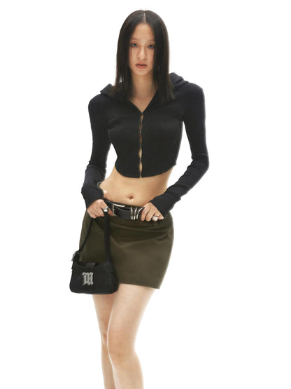 Curved Hem Hooded Knit Top
