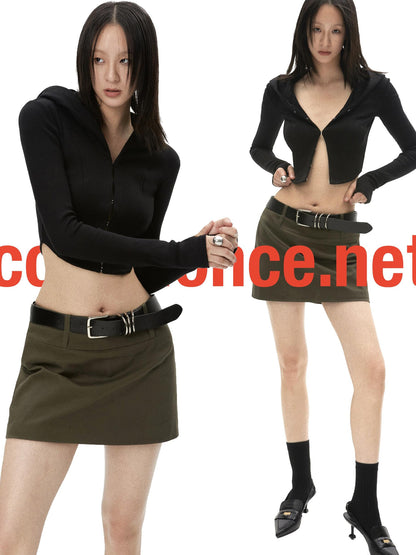 Curved Hem Hooded Knit Top