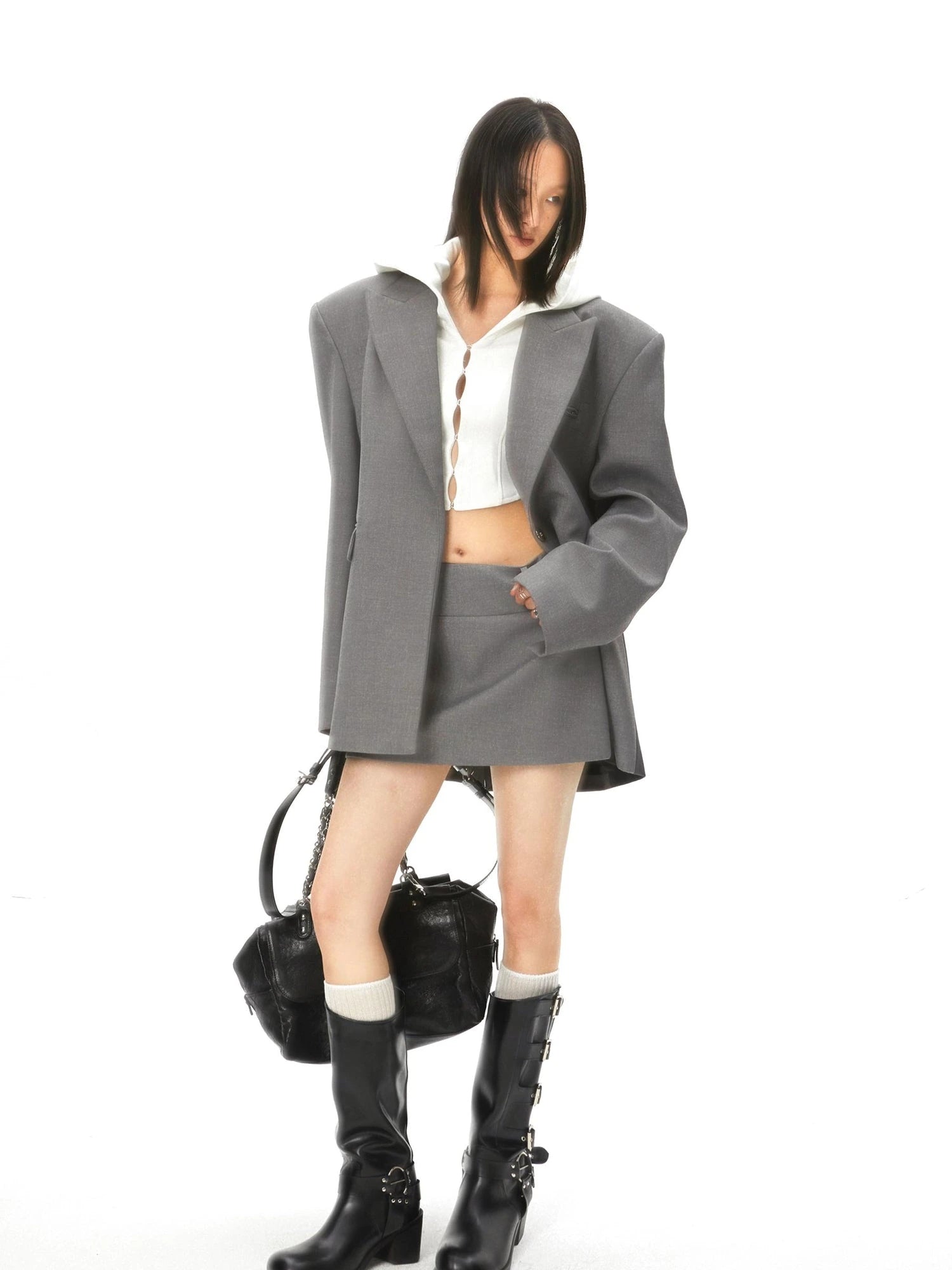 Curved Hem Split Hoodie Knit