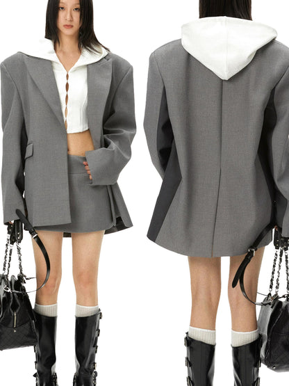 commonce net Curved Hem Split Hoodie Knit